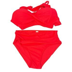 Tempt Me Women's Red Two Piece Highrise Size 26